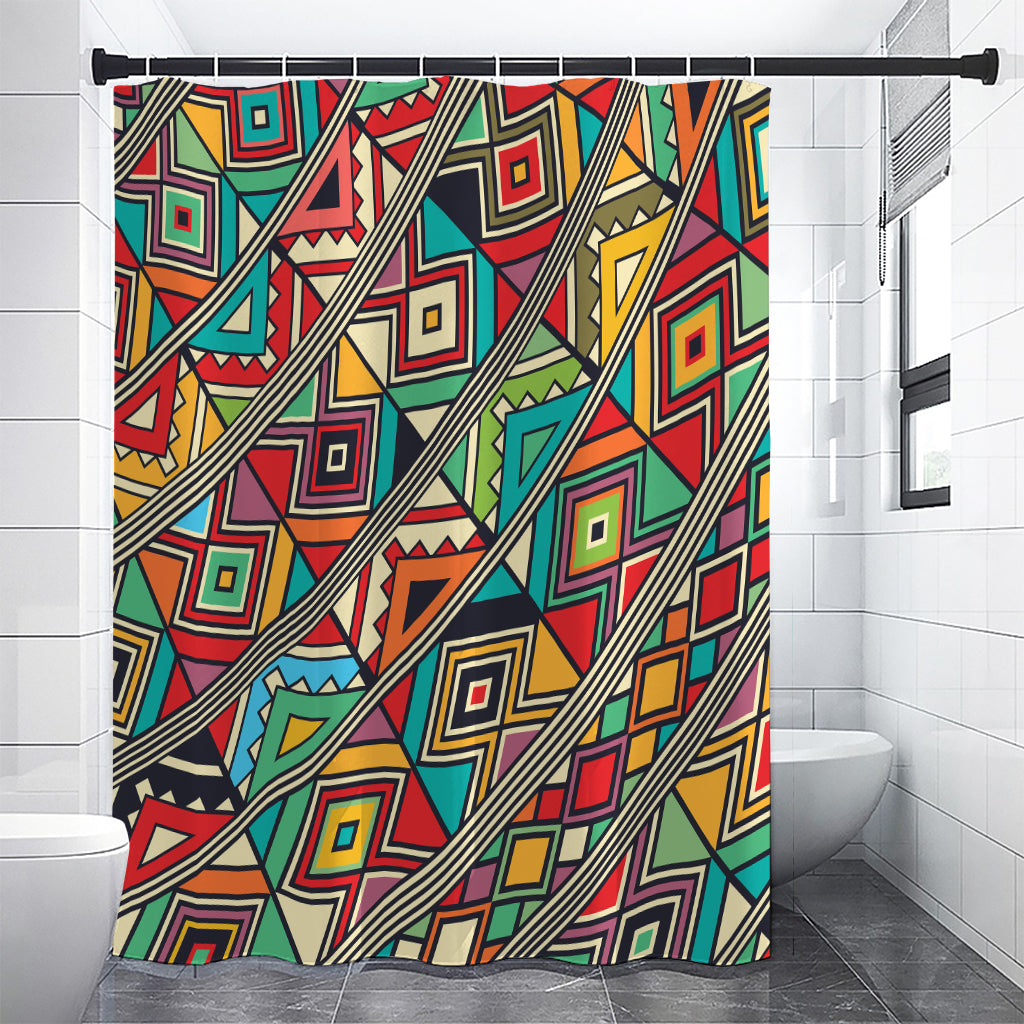 Retro African Ethnic Tribal Print Shower Curtain