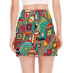 Retro African Ethnic Tribal Print Side Slit Mini Skirt