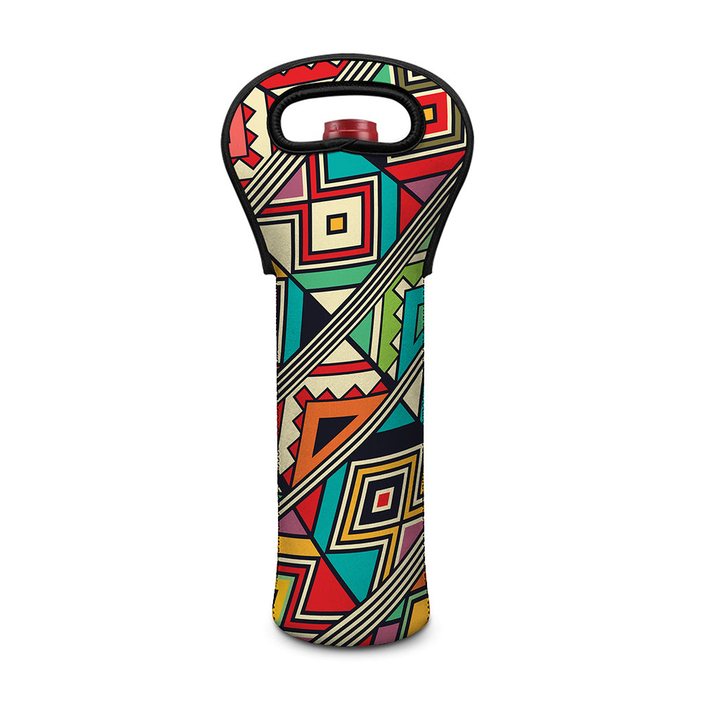 Retro African Ethnic Tribal Print Single Neoprene Wine Tote