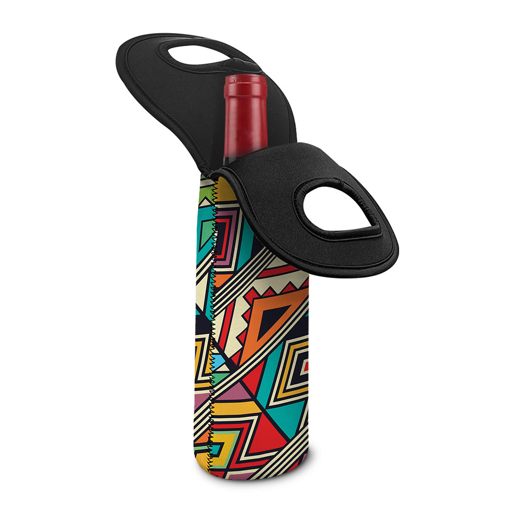 Retro African Ethnic Tribal Print Single Neoprene Wine Tote