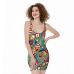 Retro African Ethnic Tribal Print Sleeveless Bodycon Dress