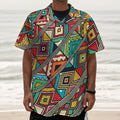 Retro African Ethnic Tribal Print Textured Short Sleeve Shirt