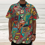 Retro African Ethnic Tribal Print Textured Short Sleeve Shirt