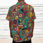 Retro African Ethnic Tribal Print Textured Short Sleeve Shirt