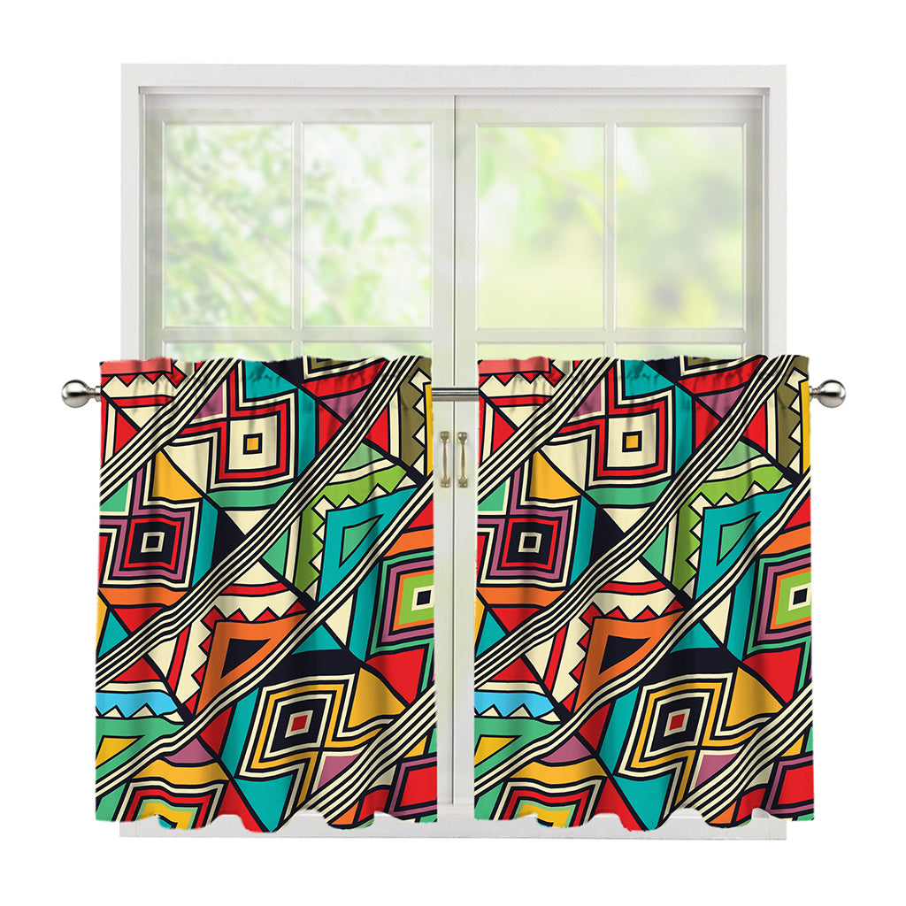 Retro African Ethnic Tribal Print Tier Curtains