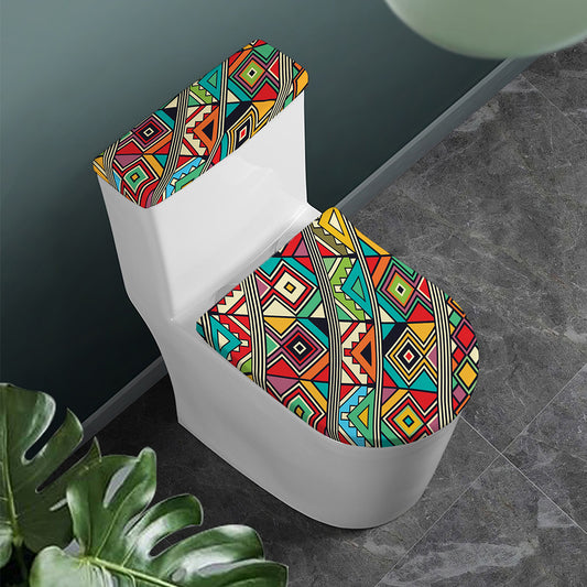 Retro African Ethnic Tribal Print Toilet Lid And Tank Cover Set