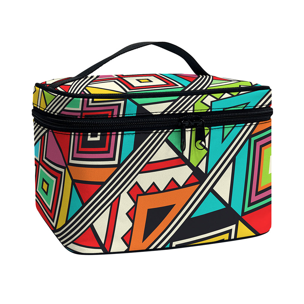 Retro African Ethnic Tribal Print Travel Makeup Bag