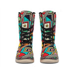 Retro African Ethnic Tribal Print Winter Boots
