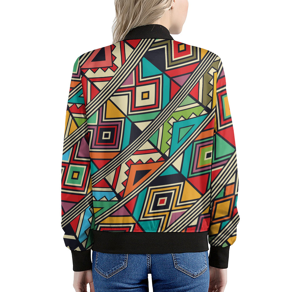 Retro African Ethnic Tribal Print Women's Bomber Jacket