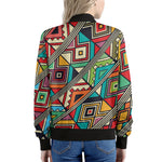 Retro African Ethnic Tribal Print Women's Bomber Jacket