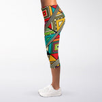 Retro African Ethnic Tribal Print Women's Capri Leggings