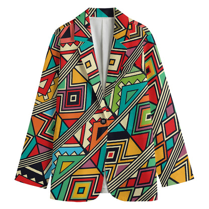 Retro African Ethnic Tribal Print Women's Cotton Blazer