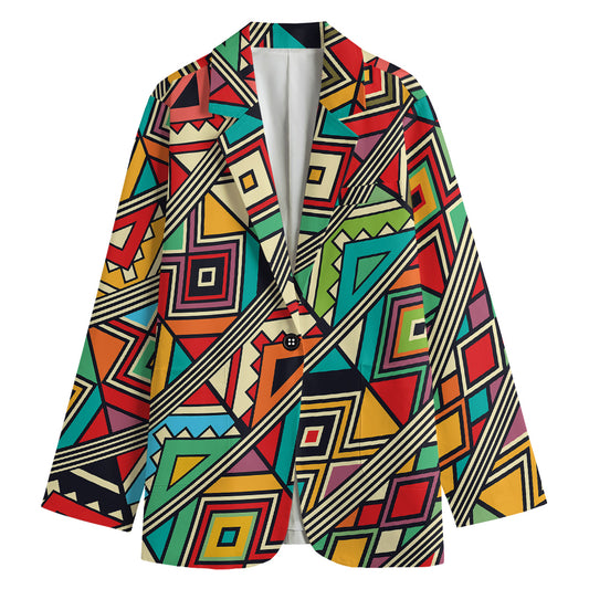 Retro African Ethnic Tribal Print Women's Cotton Blazer