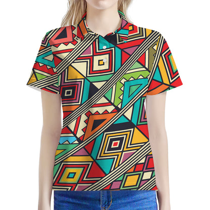 Retro African Ethnic Tribal Print Women's Polo Shirt