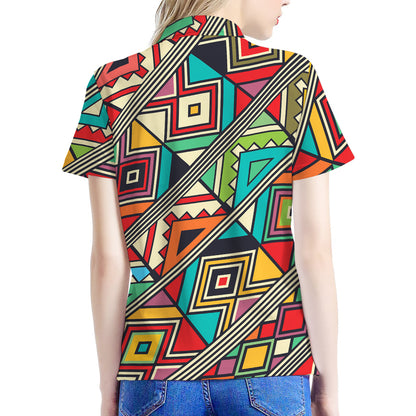 Retro African Ethnic Tribal Print Women's Polo Shirt