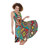 Retro African Ethnic Tribal Print Women's Sleeveless Dress