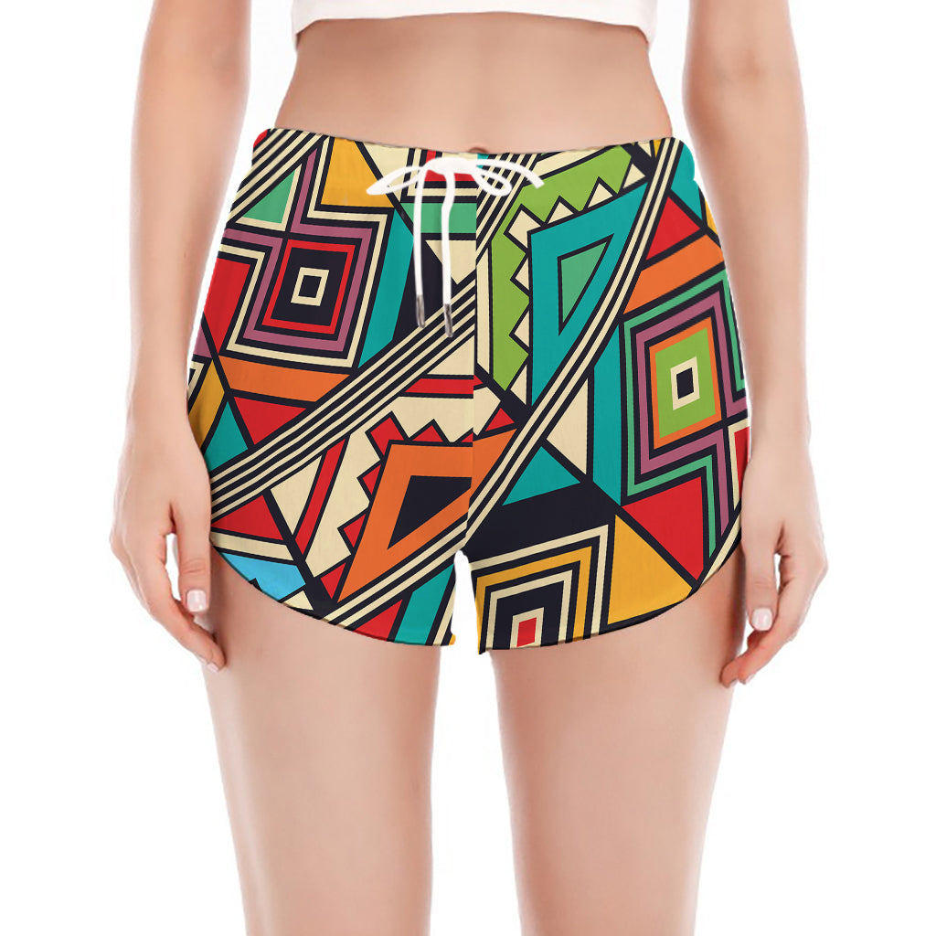 Retro African Ethnic Tribal Print Women's Split Running Shorts