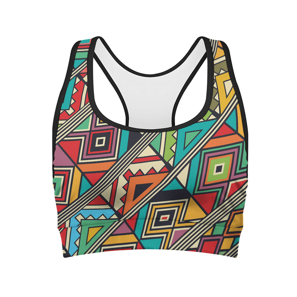 Retro African Ethnic Tribal Print Women's Sports Bra