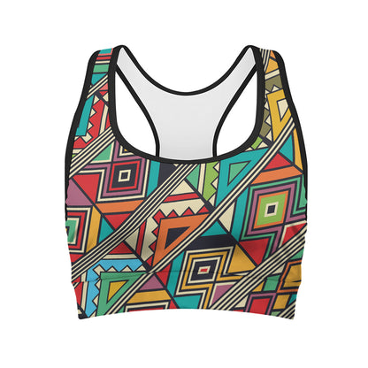 Retro African Ethnic Tribal Print Women's Sports Bra