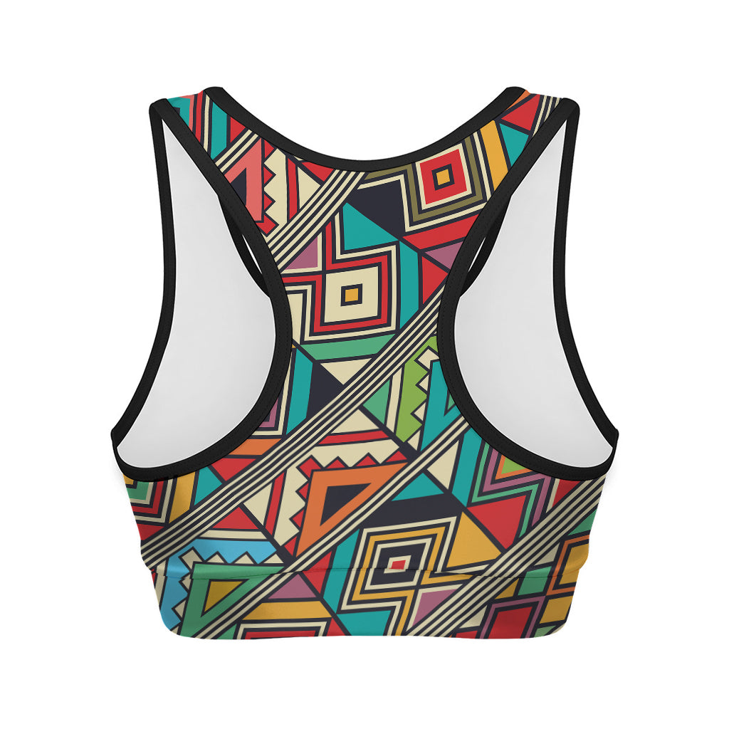 Retro African Ethnic Tribal Print Women's Sports Bra