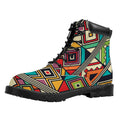 Retro African Ethnic Tribal Print Padded Collar Lace Up Boots