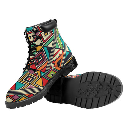 Retro African Ethnic Tribal Print Work Boots