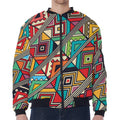 Retro African Ethnic Tribal Print Zip Sleeve Bomber Jacket