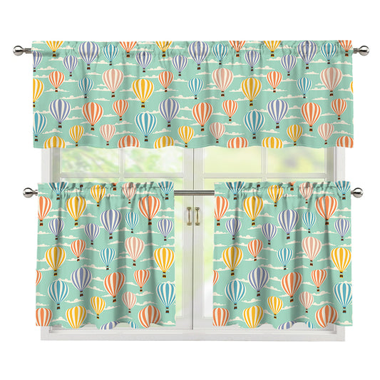 Retro Air Balloon Pattern Print 3 Piece Kitchen Curtains