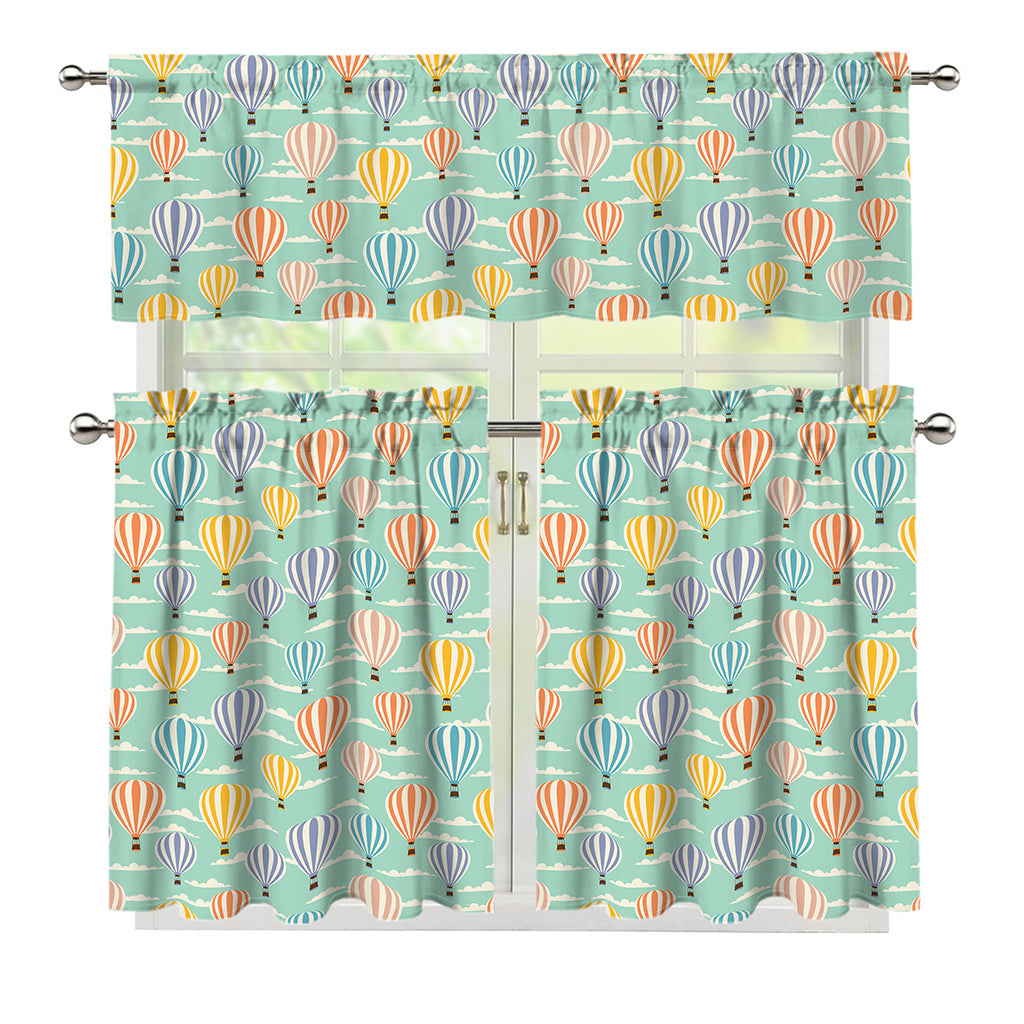 Retro Air Balloon Pattern Print 3 Piece Kitchen Curtains