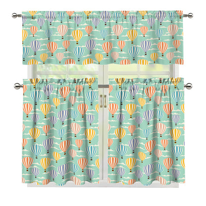 Retro Air Balloon Pattern Print 3 Piece Kitchen Curtains