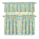 Retro Air Balloon Pattern Print 3 Piece Kitchen Curtains