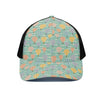 Retro Air Balloon Pattern Print Black Mesh Trucker Cap