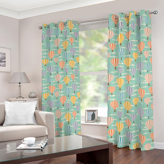 Retro Air Balloon Pattern Print Blackout Grommet Curtains