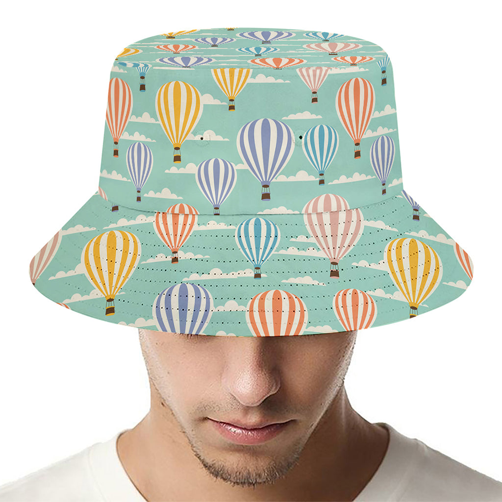 Retro Air Balloon Pattern Print Bucket Hat