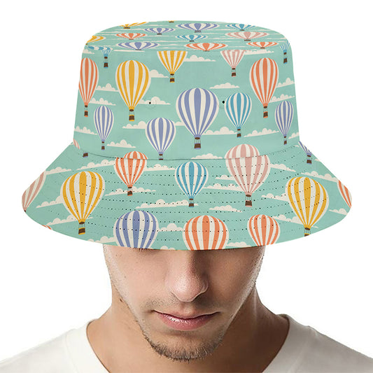 Retro Air Balloon Pattern Print Bucket Hat