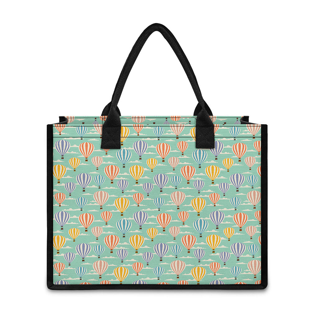 Retro Air Balloon Pattern Print Canvas Tote Bag
