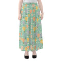 Retro Air Balloon Pattern Print Chiffon Maxi Skirt
