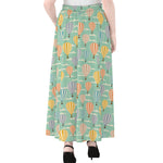 Retro Air Balloon Pattern Print Chiffon Maxi Skirt