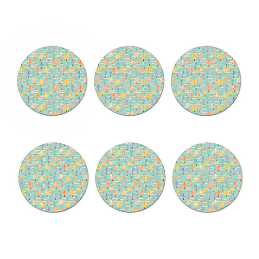 Retro Air Balloon Pattern Print Coaster Set