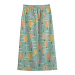 Retro Air Balloon Pattern Print Cotton Front Slit Maxi Skirt