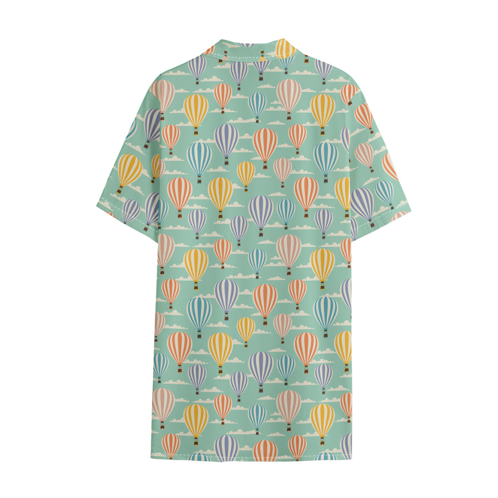 Retro Air Balloon Pattern Print Cotton Hawaiian Shirt