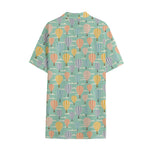 Retro Air Balloon Pattern Print Cotton Hawaiian Shirt
