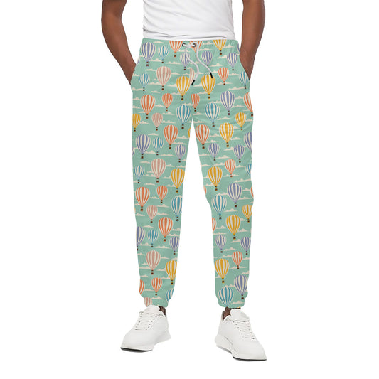 Retro Air Balloon Pattern Print Cotton Pants
