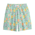 Retro Air Balloon Pattern Print Cotton Shorts
