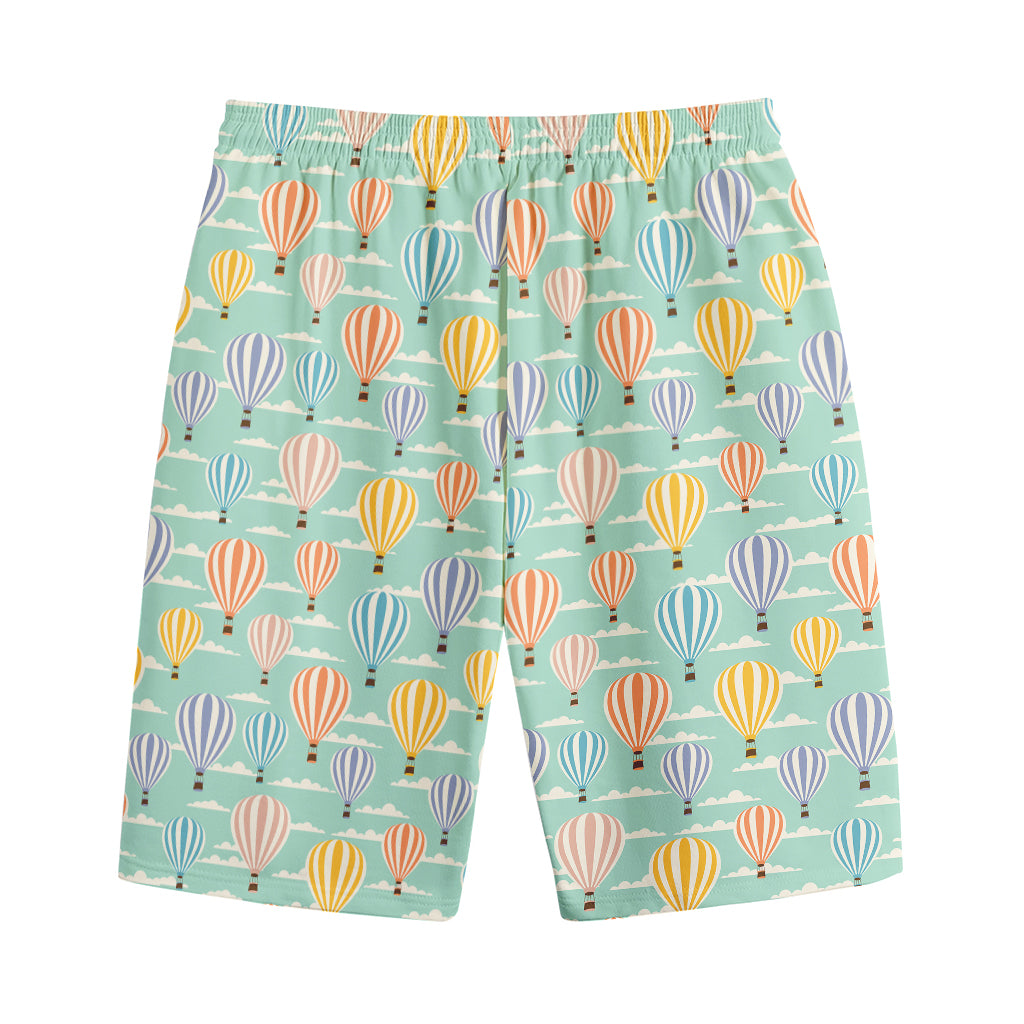 Retro Air Balloon Pattern Print Cotton Shorts