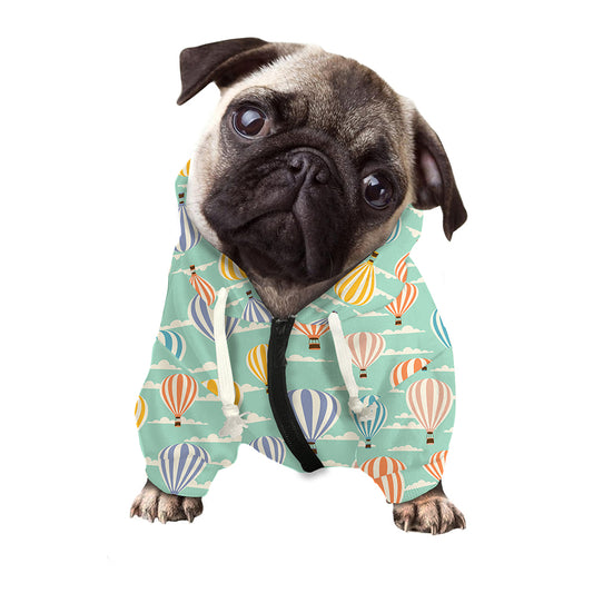 Retro Air Balloon Pattern Print Dog Zip Up Hoodie