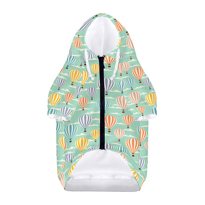 Retro Air Balloon Pattern Print Dog Zip Up Hoodie
