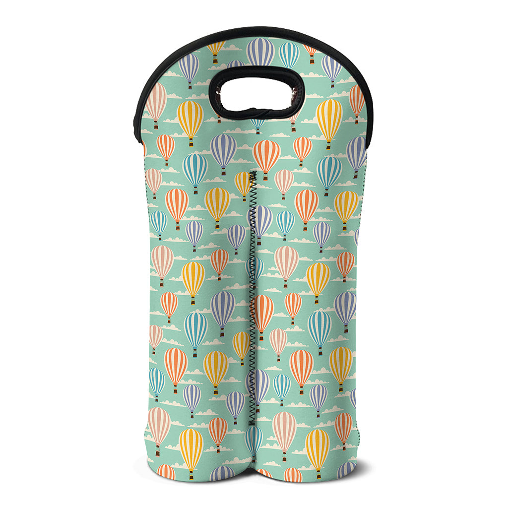 Retro Air Balloon Pattern Print Double Neoprene Wine Tote