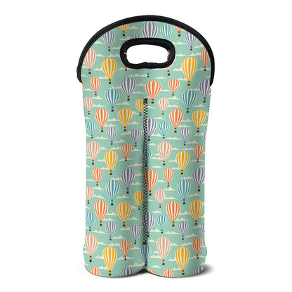 Retro Air Balloon Pattern Print Double Neoprene Wine Tote
