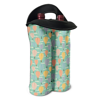 Retro Air Balloon Pattern Print Double Neoprene Wine Tote